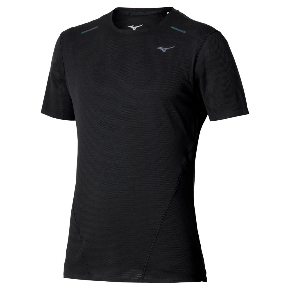 Mizuno Tech Light Dryaeroflow Short Sleeve Tee Schwarz Herren Grösse XL